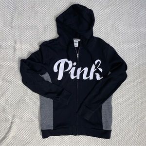 Victoria’s Secret PINK Black & Grey Full Zip Hoodie Size S